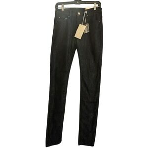 mnml Lace Overlay Jeans Womens 29 Black NWT Gothic Floral Skinny Pants